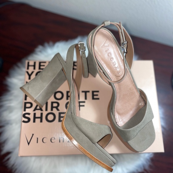 ANTHROPOLOGIE New in Box Vicenza Strappy Platform Heels Color OLIVE GREEN - Picture 4 of 12